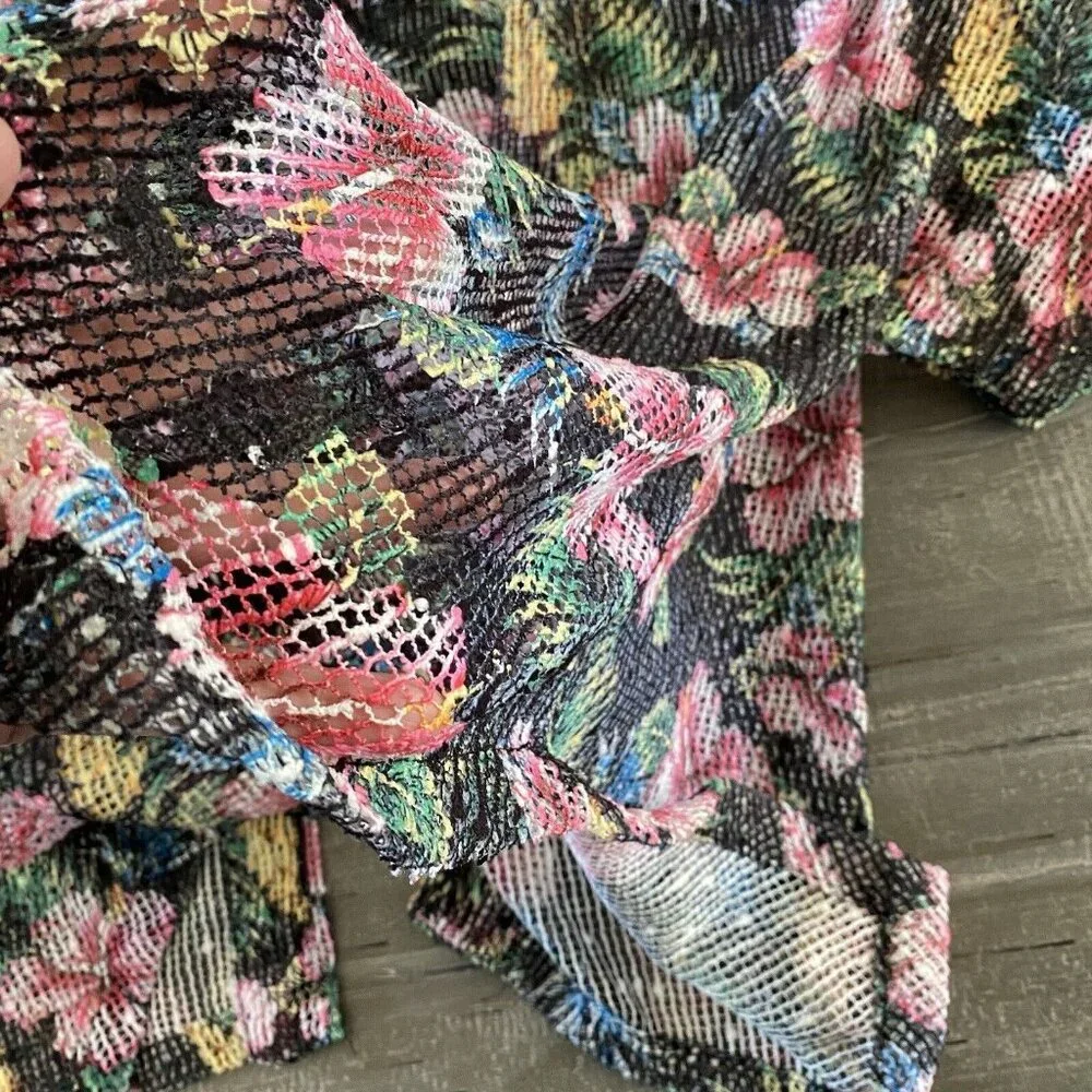Coral Bay Coverup Women’s Size 3X Floral Print Sparkly‎ Sequins Short Sleeve